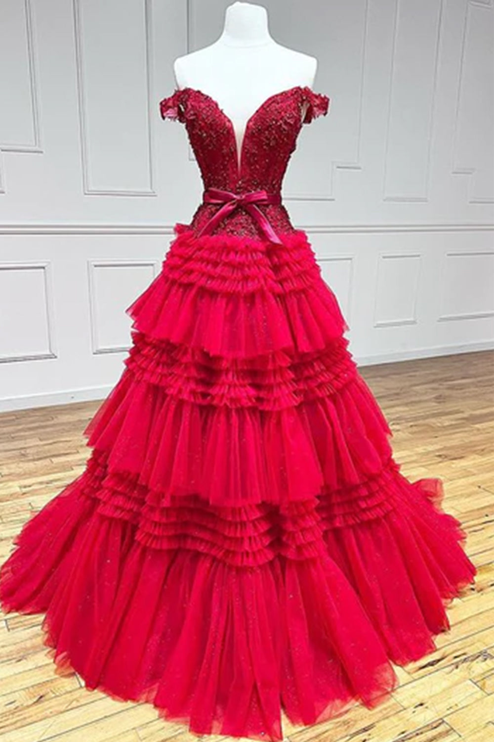 Princess A Line Off the Shoulder Lilac Long Prom Dress with Ruffles