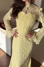 Lace Long Sleeve Mermaid Maxi Dress