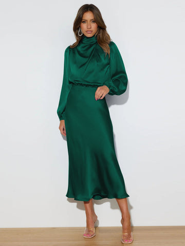 FROM THE SOURCE HIGH NECK BRIDAL MAXI DRESS - EMERALD