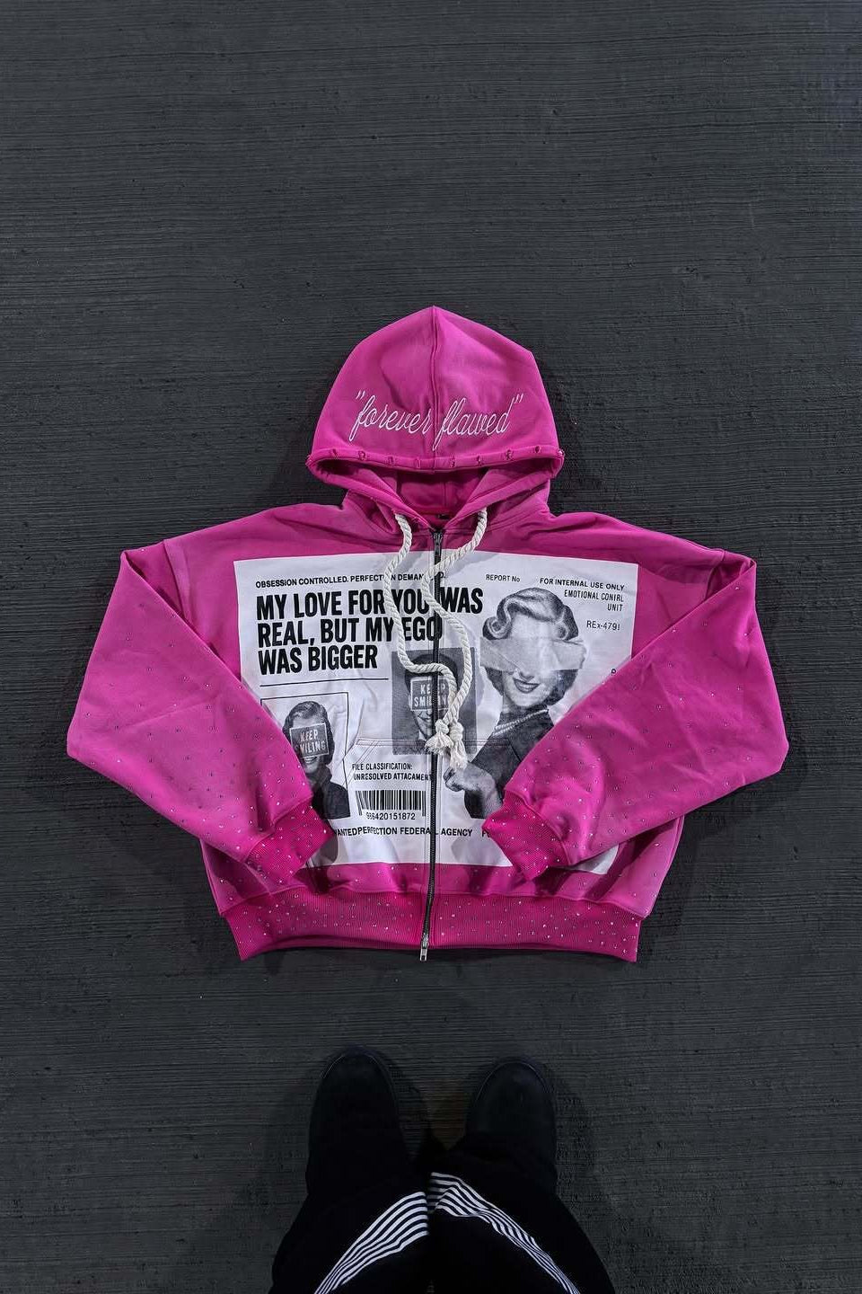 Color Block Rhinestone Street Hoodie