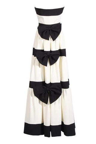 Karen Maxikleid mit Schleife und Farbblockdesign 