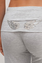Solid Sequin Wing Graphic Relaxed Hoodie
