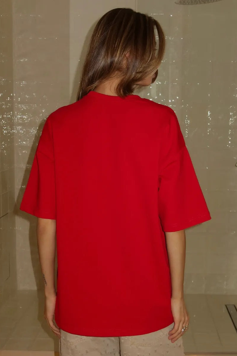 Minimalist Casual Fresh Print Cotton Short Sleeve T-shirt