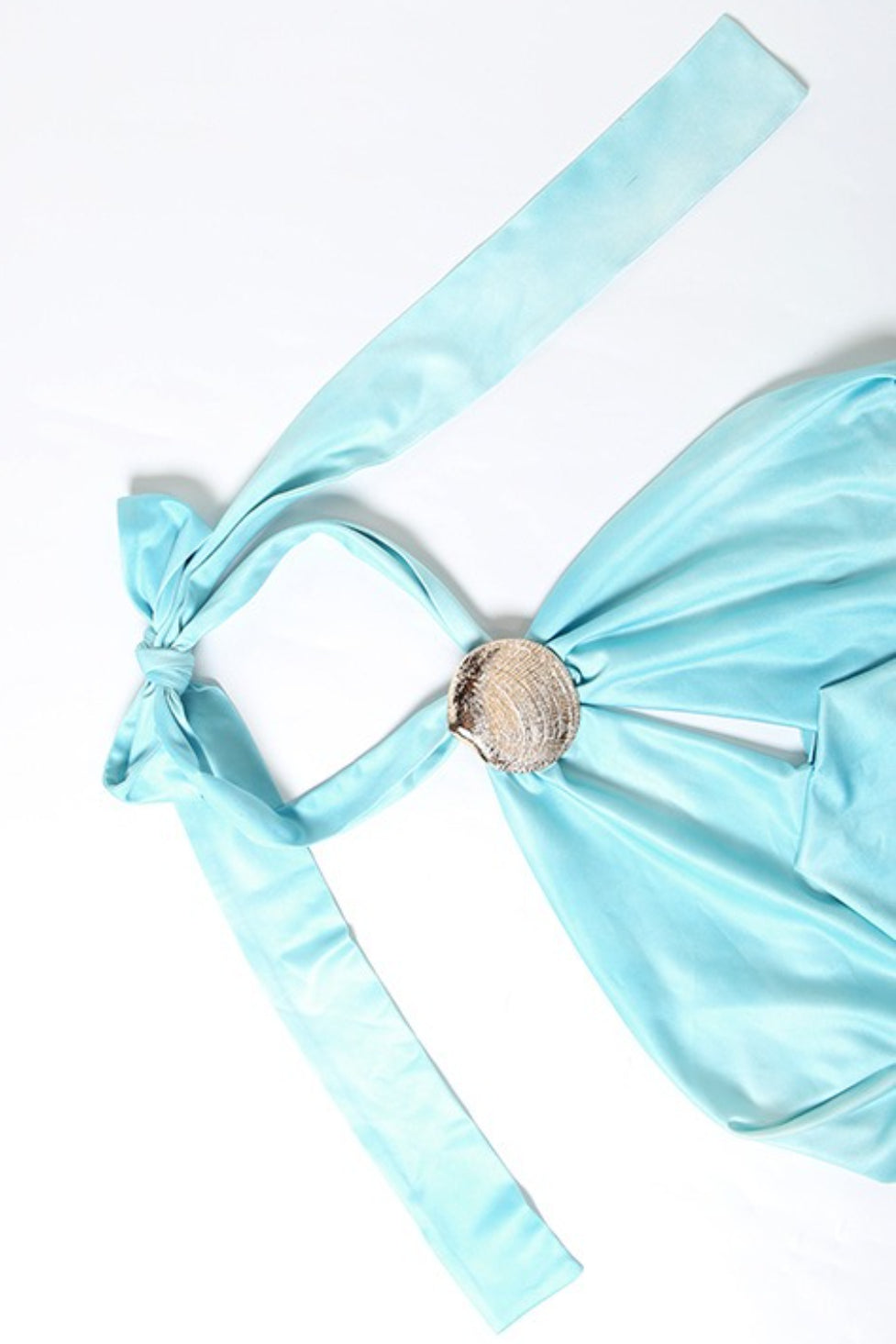 Sexy Solid Draped Shell Button Halter Top