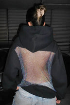 Mesh Cutout Hooded Long Sleeve Casual Sporty Hoodie