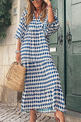 Vestido midi escalonado con mangas abullonadas de Fabulous Time 