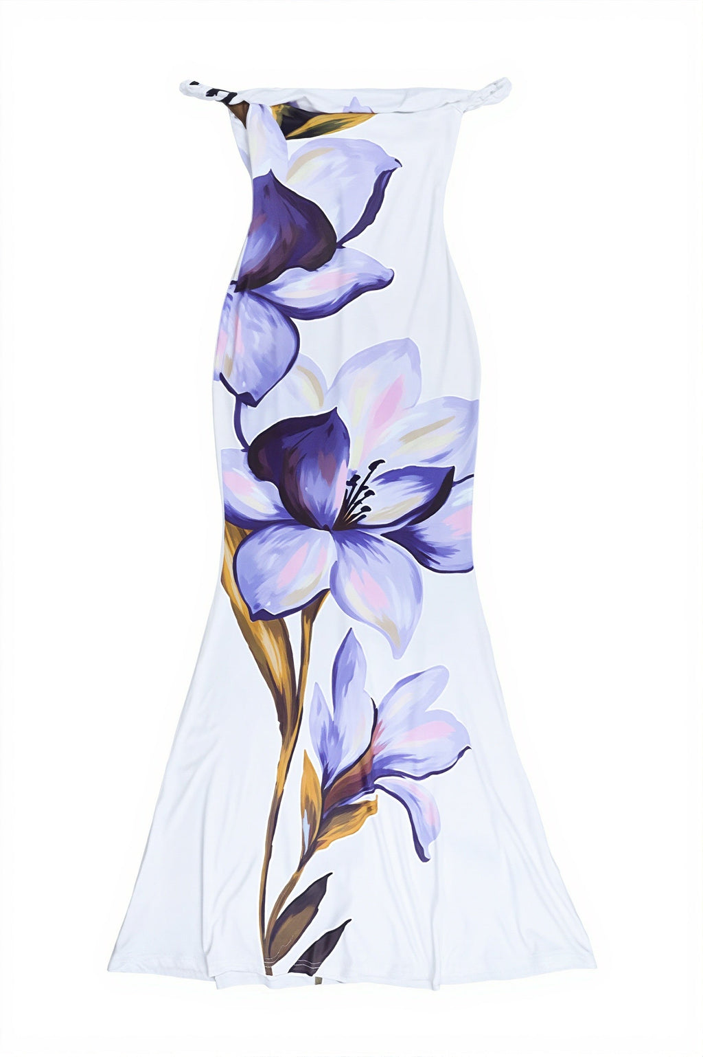 Sexy Print Halter Twist Strap Slim Fit Maxi Dress