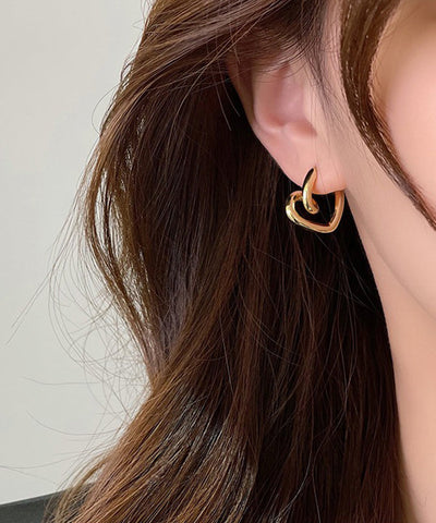 Boho Gold Alloy Love Hoop Earrings