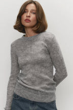 Sheer Blend Round Neck Knit Top
