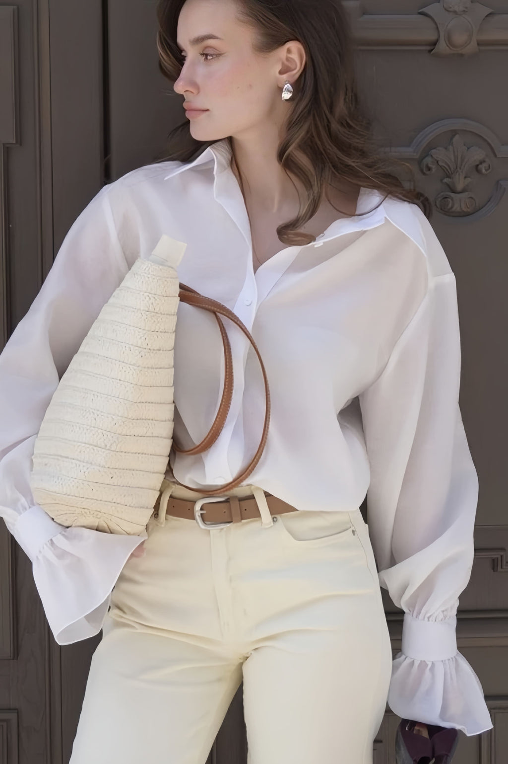 Chic Ruffled Sleeve Loose Blouse