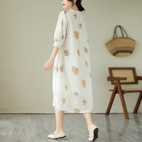 Summer V-Neck Loose Casual Floral Dress