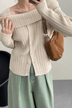 Soft Off-Shoulder Loose Irregular Knit Top