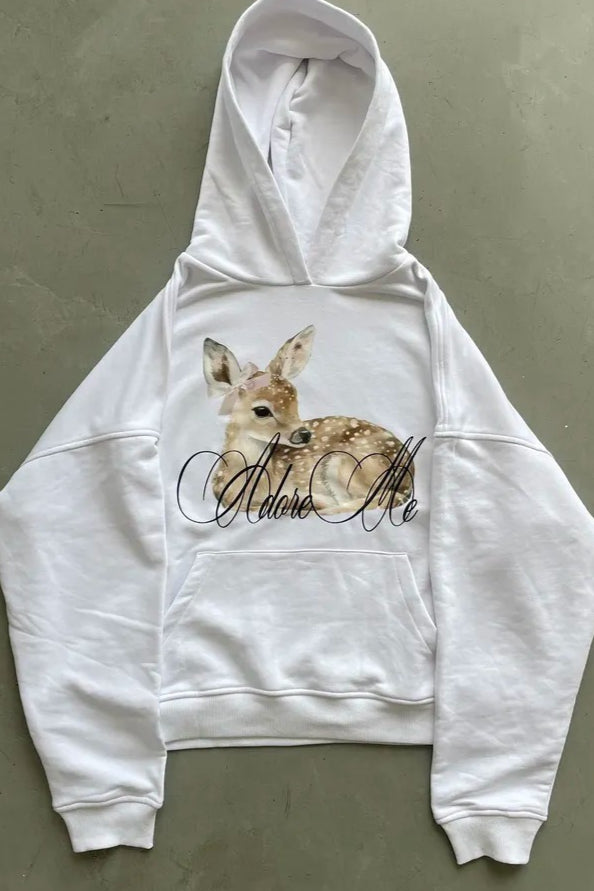 Deer Graphic Print Pullover Hoodie