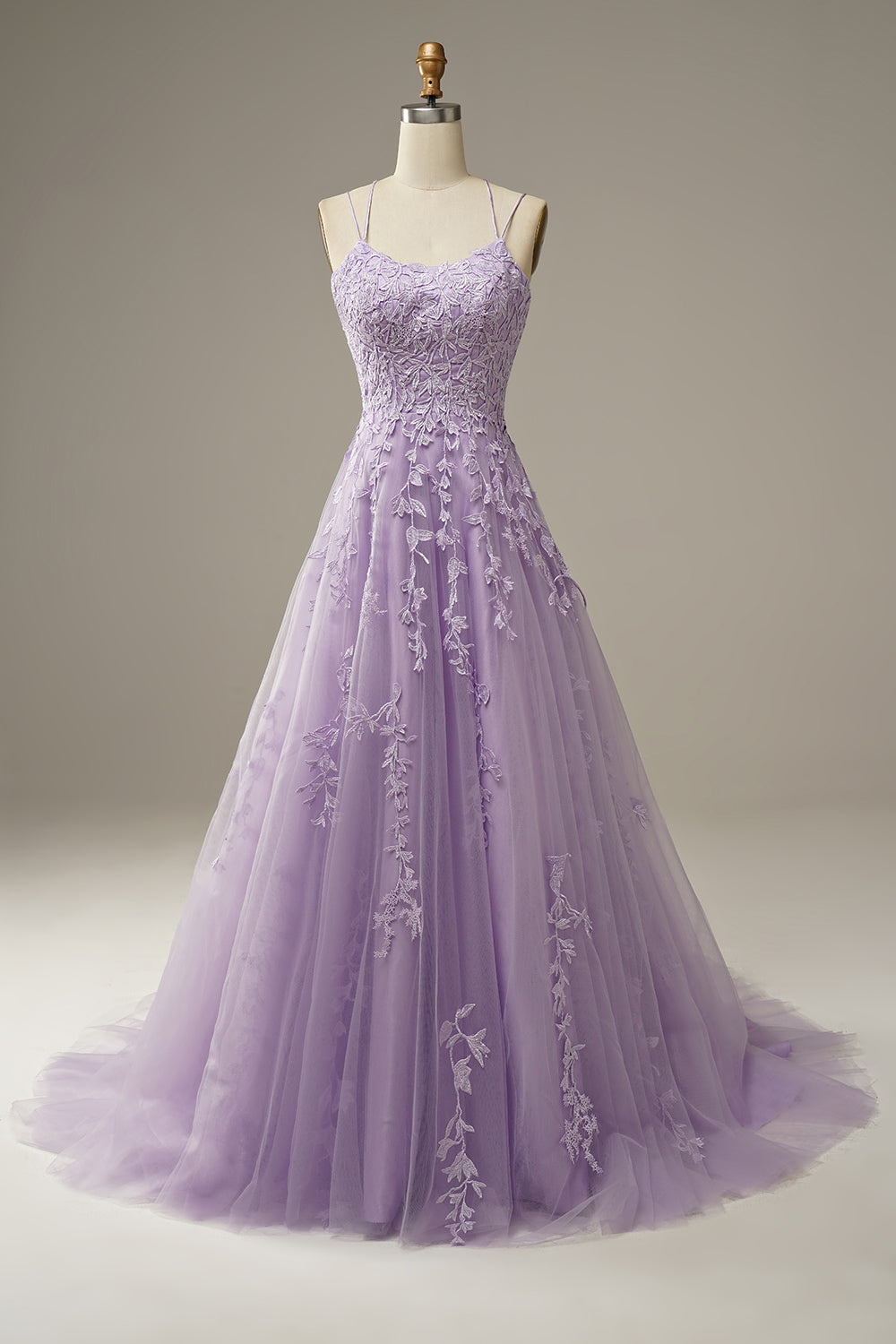 Princess Spaghetti Straps Prom Dress