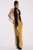 Stand Collar Halter Backless Leopard Halter Top