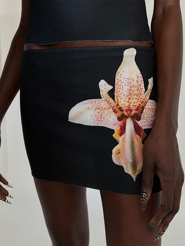 TARUXY Blumen-Minikleid-Set für Damen, Sommer, figurbetont, O-Ausschnitt, schlanke Crop-Tops, Damen, Strand, sexy, schmaler Rock, 2-teiliges Set, Damen-Outfits 