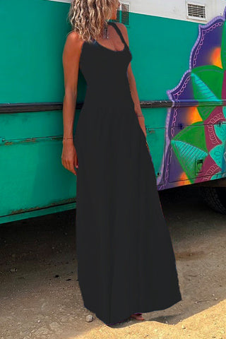 Vestido largo de tirantes finos con espalda descubierta y estampado cruzado de Meridress