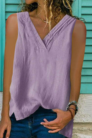Camiseta sin mangas Meridress de color liso con escote en V y laterales abiertos
