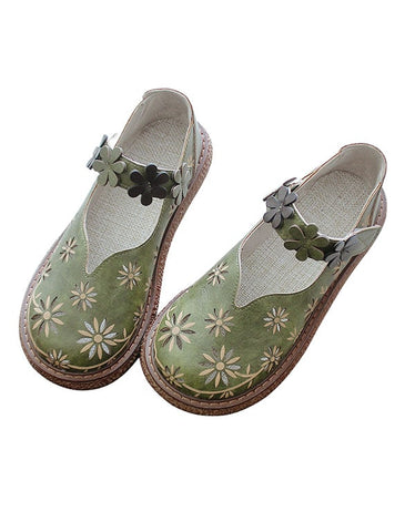 Bequeme Retro-Sandalen aus Leder mit dicker Sohle 