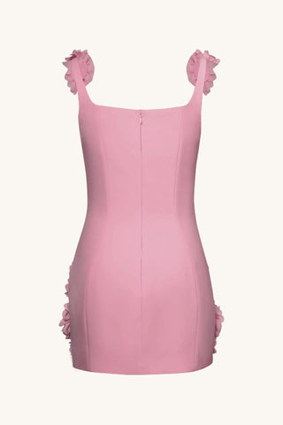 Minivestido sexy con tirantes y flores tridimensionales