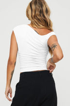 Asym Neck Ruched Slim Blouse