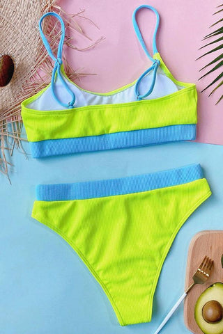 Tankini morado con cuello en U bohemio de moda 