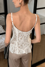 Elegant Lace Sexy Ruffle Wais Cami Top
