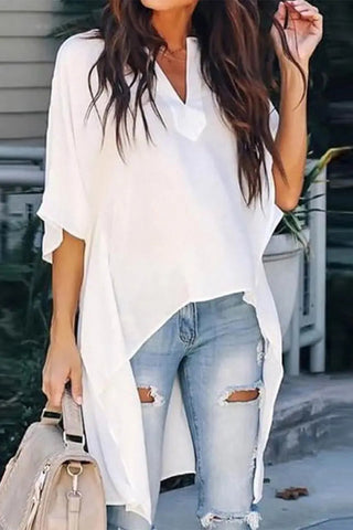 Modischer, schlichter Druck, Oberteile mit V-Ausschnitt (5 Farben) 