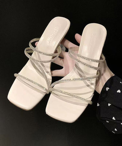Grüne Mode Spleißen High Heel Hausschuhe Zirkon Peep Toe 