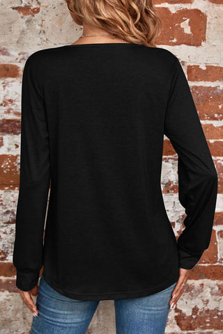 Tops casuales de cuello cuadrado con pliegues sólidos 