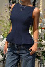 Backless Bow Tie Ruffle Hem Blouse