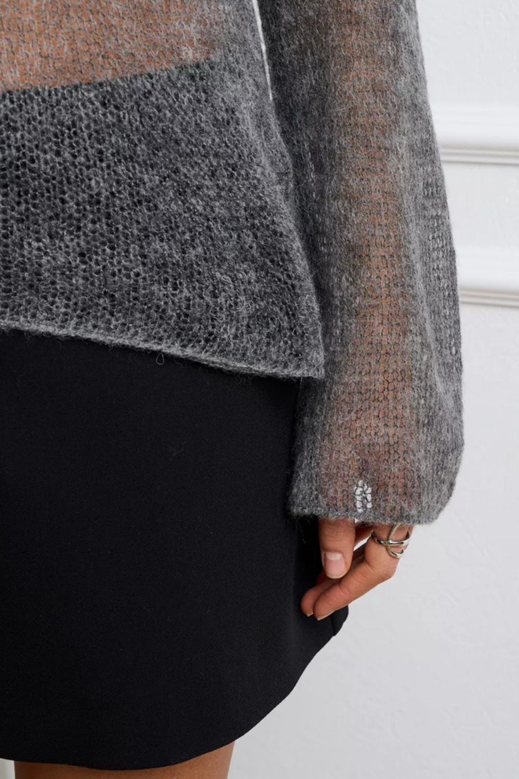 Loose Hollow Out Wool Blend Knit Blouse