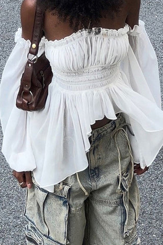Sexy Patchwork Backless Off Shoulder Tops