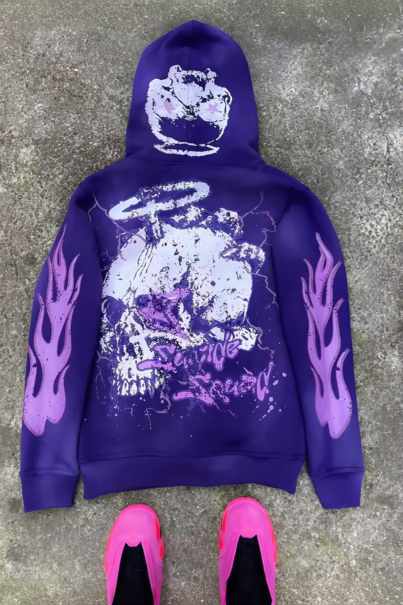 Y2K Cartoon Graphic Zip Oversized Hoodie