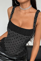 Polka Dot Boned Corset Tie Cami Top
