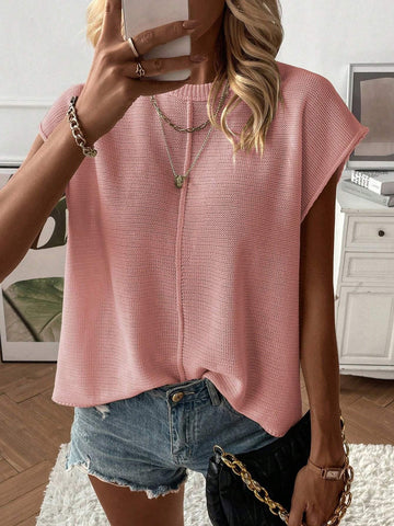 Women Solid Color Bat Sleeve Sweater Top