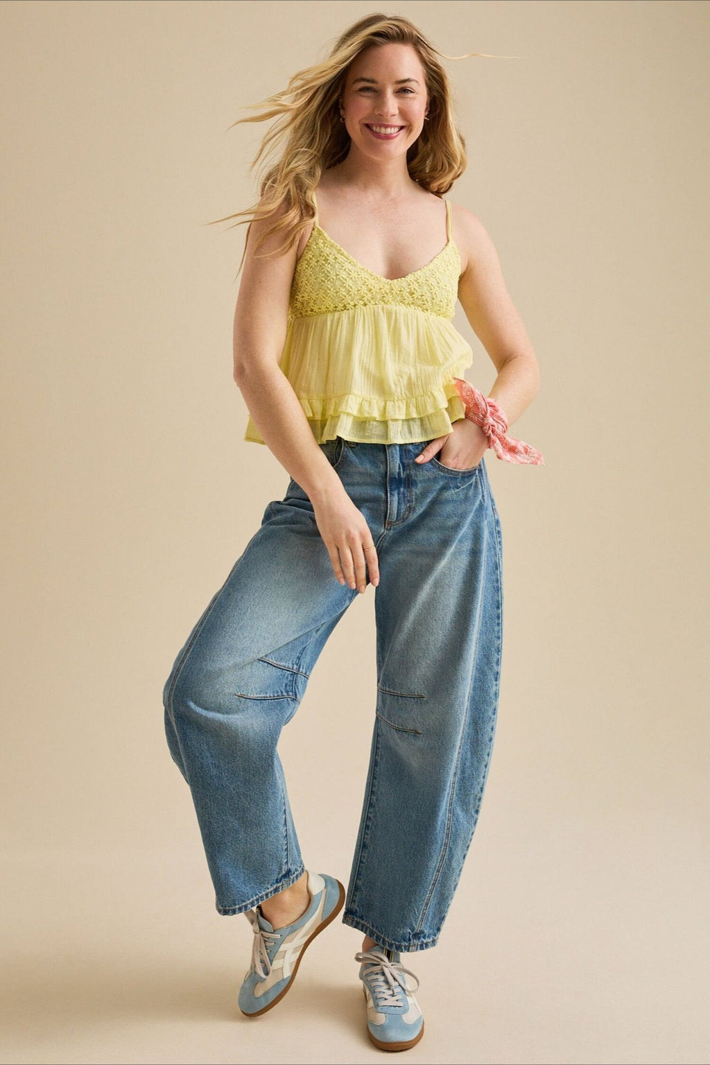 Lace V Neck Mesh Loose Cami Top