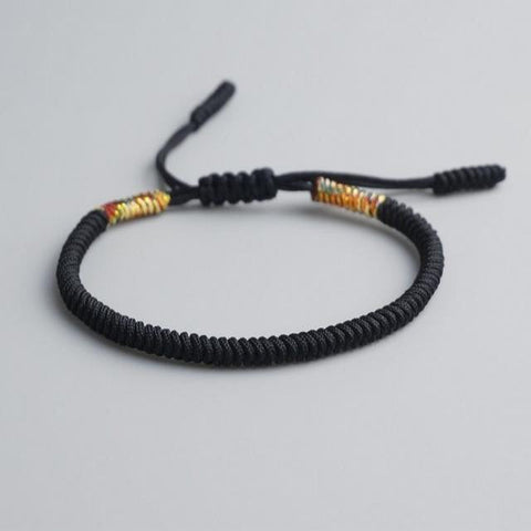 Pulsera de cuerda tibetana negra de la buena suerte 