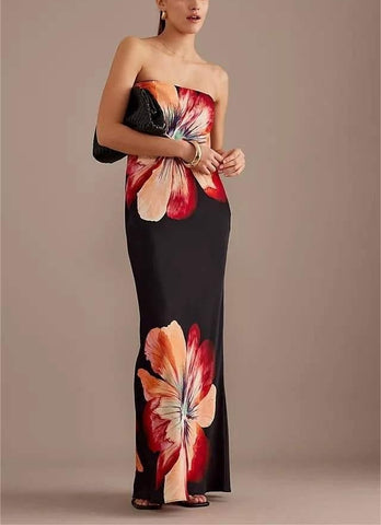 Vestido midi sin mangas con estampado floral 