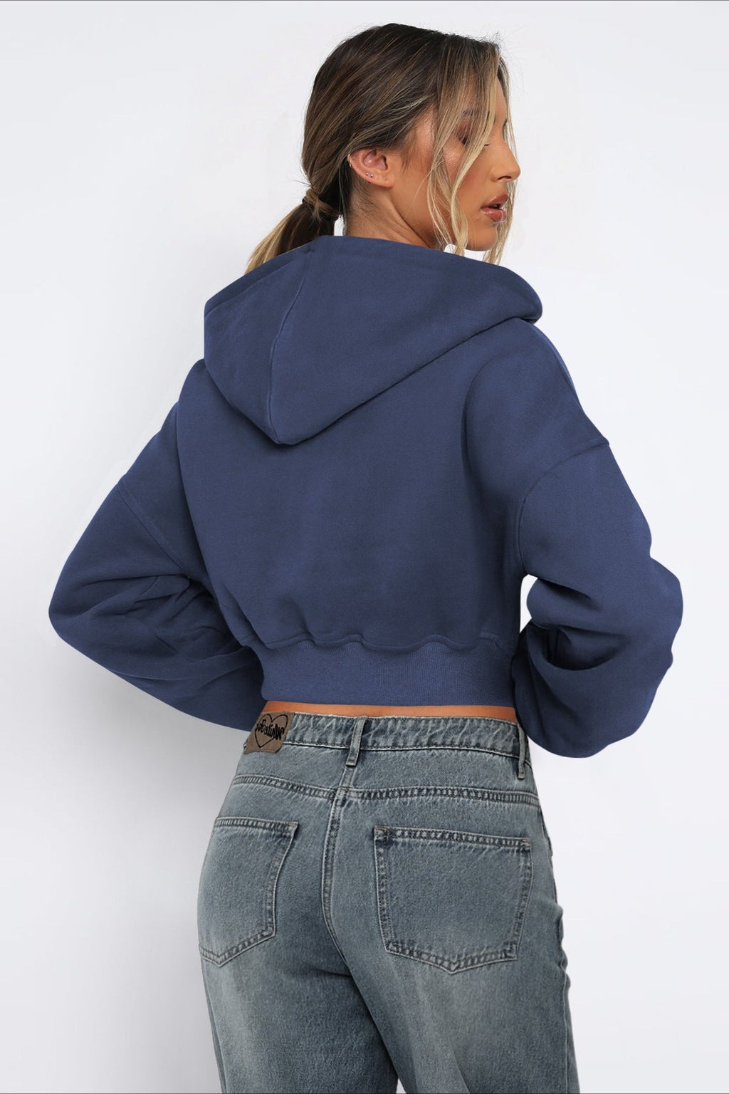 Cropped Zip Up Hoodie