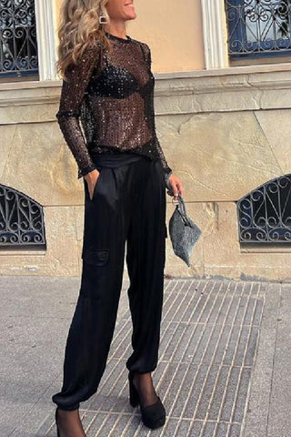 Blusa de manga larga con lentejuelas Keep It Shine 