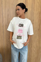 Chic Bag Print Cotton T-shirt