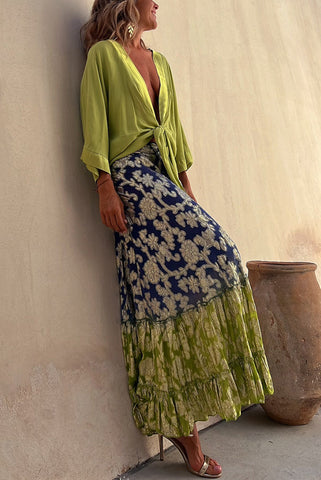 Blusa relajada de satén con lazo delantero Summer Mood 