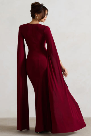Vestido midi con abertura alta y cuello cuadrado liso 