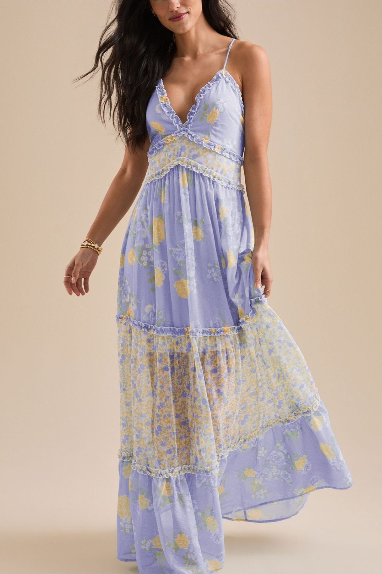 Fresh Boho Floral Cami Maxi Dress