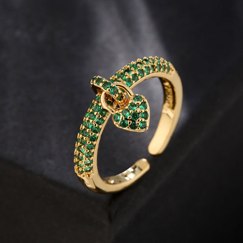 "Zirconia Love Knot: Heart Charm Rings"