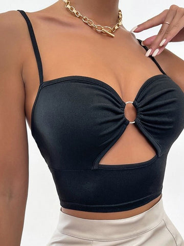 Damen Sexy Crop Tops Camisole Spaghettiträger V-Ausschnitt Cut-out Rundring Verbunden Ärmellos Cami Tank Tops Schlanke Weste Korsett Y2K 