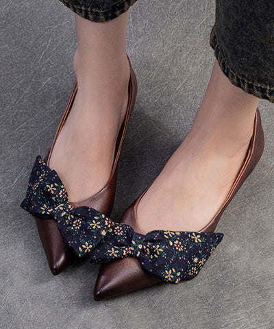 Zapatos planos con punta y suela blanda con lazo de camello retro hechos a mano 