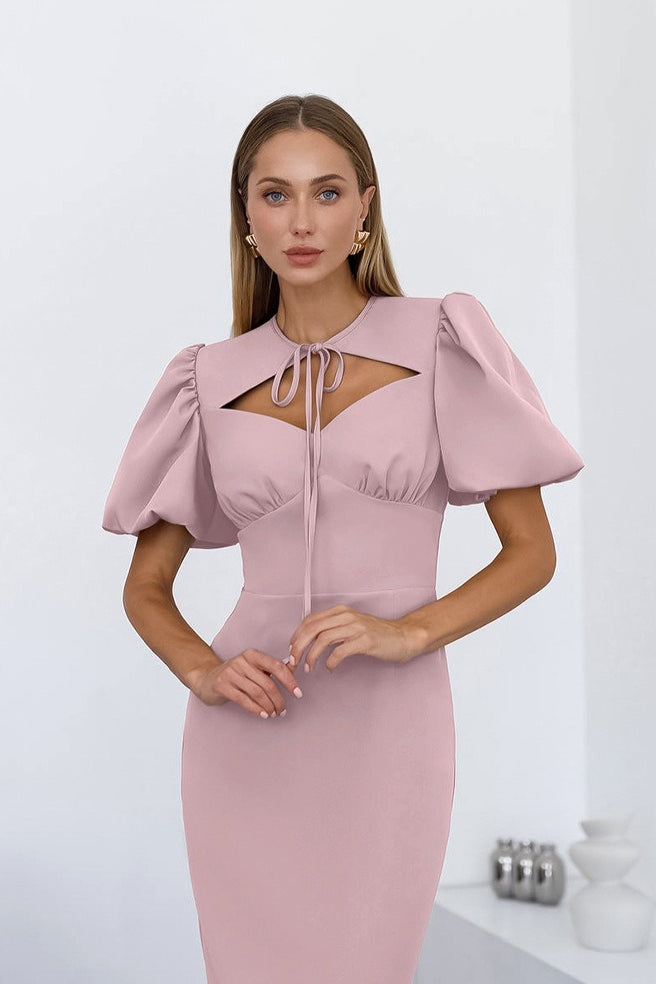 Elegant Sexy Puff Sleeve Bodycon Maxi Dress