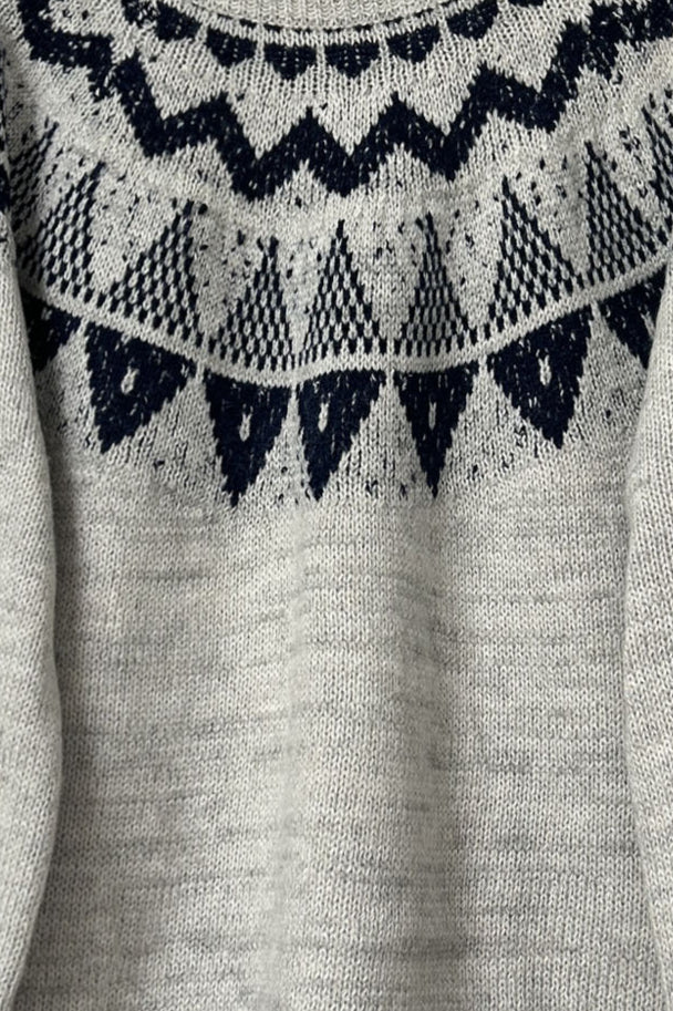 Vintage Slouchy Jacquard Loose Knit Pullover Sweater